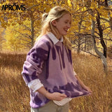 Aproms Elegant Green Striped Print Oversized Pullovers Women Winter O-Neck Loose Long Sweaters Streetwear Warm Outerwear