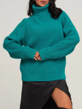 Thick Winter Sweaters Womens Oversized Pullovers Warm Jumper Loose Solid Green Sweaters For Women Turtleneck
