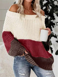And Winter New Word Collar Shoulder Splicing Bump Color Loose Knitting Jacket
