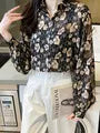 chic ladies shirts Fashion printing women blouses 2022 Spring autumn causal lantern sleeve blouses mujer