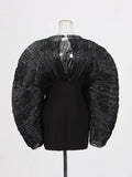Fashion Temperament Dress Women 2025 Spring New Trend Wind-Collar Mesh Splicing Design