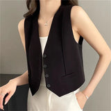 Toloer Vest Women's Vest Outside The New 2024 Autumn White Slim Sleeveless Short Vest Jacket Clip-Outfit
