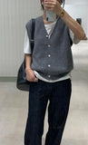 Knitted Sweater Vest Women Stretchy Simple Basic Daily V-neck Solid Open-stitch Female Korean