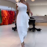 Fashion Solid Color Collar Lace Sleeves Sexy Long Dress In Autumn