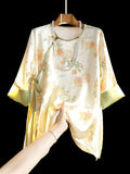 Shirt Women's Summer New Loose Retro Jacquard Fashion New Chinese Plant Flower Light National Style Blouse-Outfit