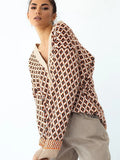 Casual Line With Print V Neck Long Sleeve Cardigan