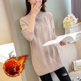 Knit Sweater Pullover Autumn Winter Clothes Korean Solid Long Sleeve Pull Warm Half Turtleneck Sweater Female Jumper