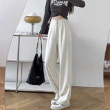 Toloer Leg Pants Female Spring And Autumn High Waist Loose Large Size Pants Hanging Sense Camel Color Autumn Thin Narrow Version Straight Pants Suit Pants-Outfit