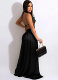 Sexy Backless High Slit Halter Long Evening