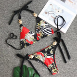 Toloer New Print Straps Women's Split Swimsuit Sexy Metal Accessories Bikini
