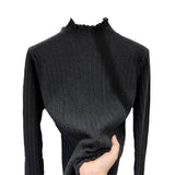 Ear Knit Shirt Half High Collar Bottoming Shirt Women With White Bottom Sweater 2025 Spring And Autumn New