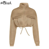 Winter Casual Bomber Bubble Jackets For Women 2021 Turtleneck Crop Top Coat Jackets Zipper Varsity Puffer Baseball