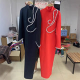New Diamond Chain Bandage Dress Bandage