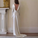 Women's Sexy Dress Dress Dress Bare Back Solid Round Dress Fishtail