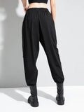 High Elastic Waist Black Ribbon Split Harem Trousers New Loose Fit Pants Women Fashion Tide Spring Autumn 2023
