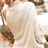 Shoulder Turtleneck Sweater Women Long Sleeve Twist Knitted Sexy Female Sweaters 2021 Spring White Vintage Pullover Top