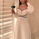 Button Dresses for Women Fairy Midi Party Dress Evening Office Lady Design One Piece Dress Elegant Korean Spring