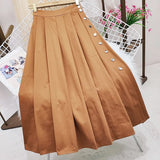 2021 New Solid Button Skirts Japanese Streetwear High Waist Hip A-Line Skirt Korean Chic Sweet Pleated Faldas