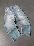Clothes, Jeans, Y2K Pants, Hip-Hop Letters, Baggy Jeans, Men's Fashion.-Outfit