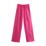 New Pocket Pendent Loose Shirt Elastic Waist Pant Suit-Outfit