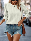 Hoodies Women Autumn Sweet Puff Sleeve Tees Flare Long Sleeve Sweatershirt Tops Elegant Folds Outfits Y2k Tops-Outfit