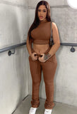 Sleeveless Crop Top and Sweatpants Two Piece