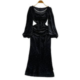 Diamond Bag Hip Fish Tail Velvet Dress 2025 Autumn And Winter New Large Size Fat Mm Thin Dress