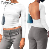Backless Sleeve Blue Y2K Short Top Women Casual O Neck 2023 Summer Tees Sexy Vintage Cut