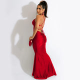 Sexy Satin Backless Long Maxi Dress Birthday Outfit for Women Party Evening Gown Elegant Prom Dresses