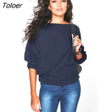 Autumn Winter Warm Knitted Sweater Women Casual Long Batwing Sleeve Solid Pullovers Woman Female Thin Sweate