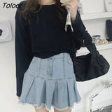 Colors Loose Long Sleeve T-shirts Women Spring Daily Student All-match Casual Streetwear Short Style Tops Basic