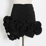 Patchwork Casual Skirt For Women High Waist Pleated Asymmetrical Hem Solid Mini Skirts Female Summer 2022 New