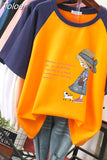 100% Cotton L-4XL T Shirt Plus Size Cartoon Girls Print Tshirt Short Sleeve Women Summer Sweet O Neck Oversized T