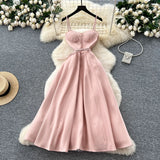 Elegant Dress Women's Summer Dress French Light Luxury Lace Lace To Receive Waist Temperament Sling