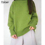 Turtleneck Solid Sweater Winter Loose Comfort Warm All-Match Pullover Women 2022 Casual Plain Mutilcolor Classic