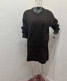 Solid Color Round Collar Loose Blouse Simple Dress Set In Autumn