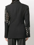 Fashion Women's Blazer Notched Collar Hollow Out Design Double Breasted Solid Color Suit Jackets Spring 2023 New