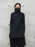 2022 New Fashion Winter Stand Lead Irregular Long Type Cotton-padded Clothes Loose Coat Solid Black Jacket Woman