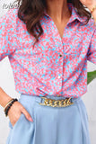 Breasted Long Sleeve Blouse Temperament Turn Down Collar Loose Shirt Spring Flower Print Tops Elegant Blusas Mujer