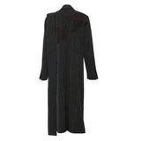 New Striped Splicing Irregular Ribbon Handmade Flowers Long Blazer Wind Coat