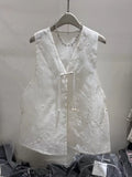 Vest Women's Summer 2024 New Design Feeling Of European Root Yarn Embroidery New Chinese Style Outside Folded Horse Clip-Outfit