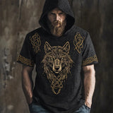 Men's Short-Sleeved Loose Casual Hoodie 3D National Style Digital Printing Short
