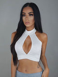 Hot Women Sexy Off Shoulder Bustier Tank Vest Tube Crop Tops Bodycon Solid Clubwear Hole Strapless Bra Tank Vest Outwear-Outfit