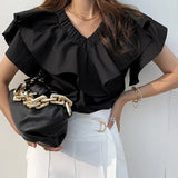 Summer Solid Blouse Women Shirts Short Sleeve Tops Casual Shirt Blouse Shirt Elegant Tops Women Blusas New Chic