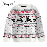 O-neck Fashion Christmas sweaters women long sleeve Autumn winter deer print knitted female pullover Chic ladies
