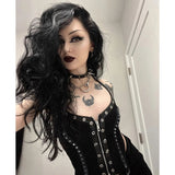 Summer 2024 New Hot Girl Blouse Dark Wind Street Leisure Hanging Neck Riveted Vest Girl-Outfit