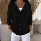 Sheintemu Spring/Autumn Hooded Long-Sleeved Button Sweater
