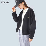 Women Knit Cardigan Spring Autumn V Neck Embroidered Outwear Elegant Long Sleeve Casual Buttons Female
