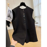 Products Are Unique And Chic, Wearing A Round-Neck Suit And A Small Vest, A Sleeveless Vest Is Designed For Women In Spring And Autumn.-Outfit
