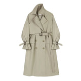 Casual Solid Women's Windbreaker Lapel Long Sleeve Double Breasted Loose Patchwork Trench Female 2022 Fashion